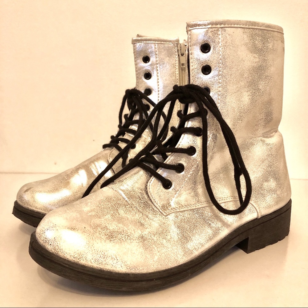 Silver Combat Boots